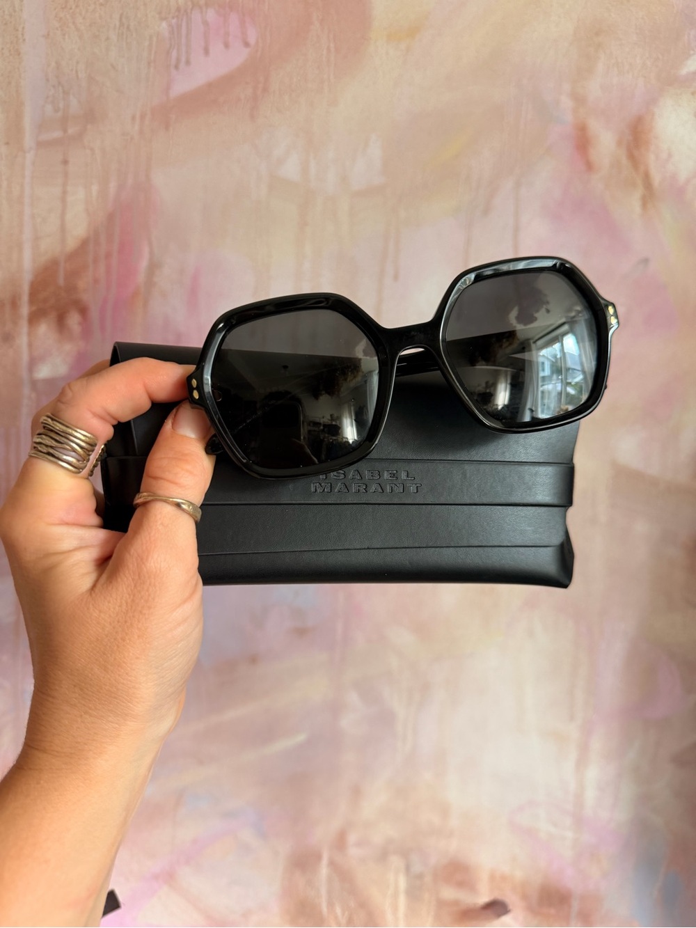 Isabel Marant Black Geometric Oversized Sunglasses